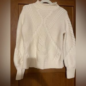 Banana Republic mock-neck ivory cable knit sweater